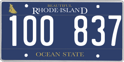 RI license plate 100837