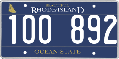 RI license plate 100892