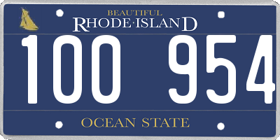 RI license plate 100954
