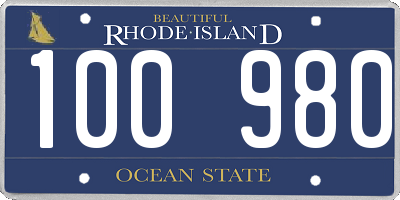 RI license plate 100980