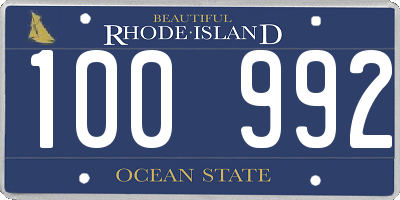 RI license plate 100992