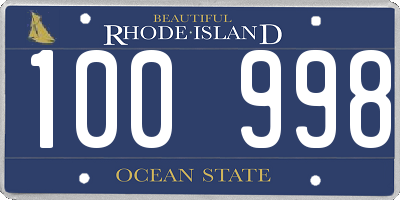 RI license plate 100998