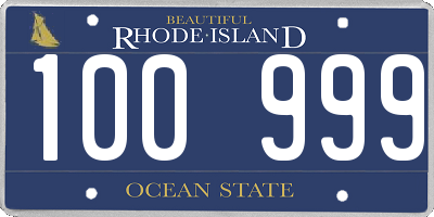 RI license plate 100999