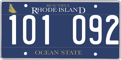 RI license plate 101092
