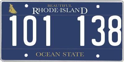 RI license plate 101138