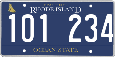 RI license plate 101234