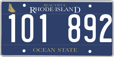 RI license plate 101892