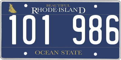 RI license plate 101986