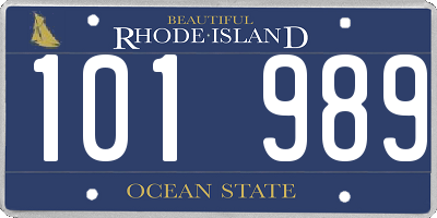 RI license plate 101989
