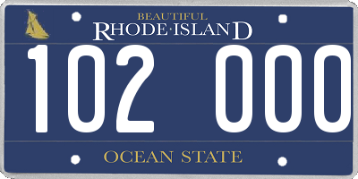 RI license plate 102000