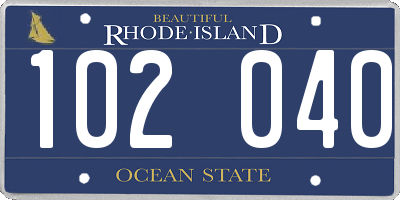 RI license plate 102040