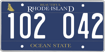 RI license plate 102042