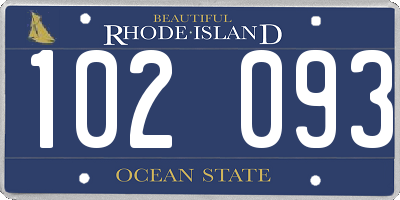 RI license plate 102093
