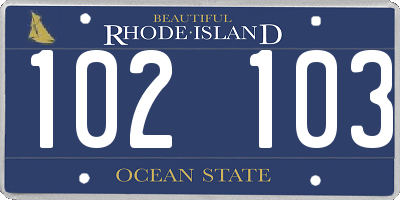 RI license plate 102103