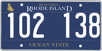 RI license plate 102138