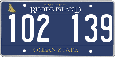RI license plate 102139