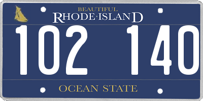 RI license plate 102140