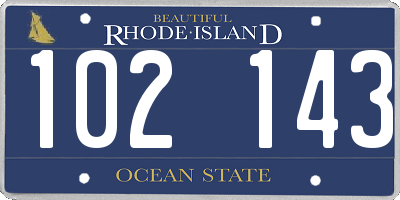 RI license plate 102143