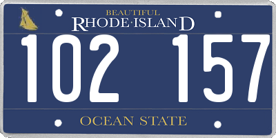 RI license plate 102157