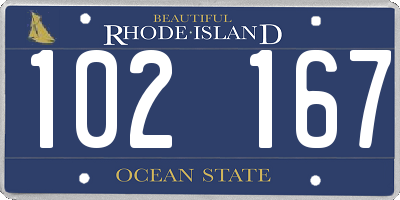 RI license plate 102167