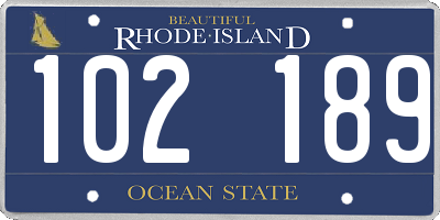 RI license plate 102189