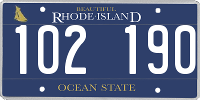RI license plate 102190