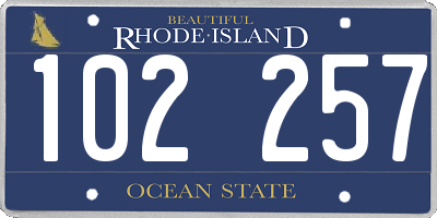 RI license plate 102257