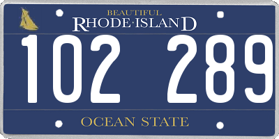 RI license plate 102289