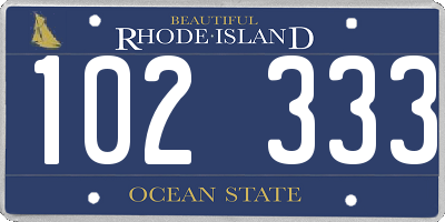 RI license plate 102333