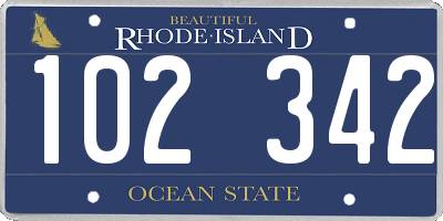 RI license plate 102342