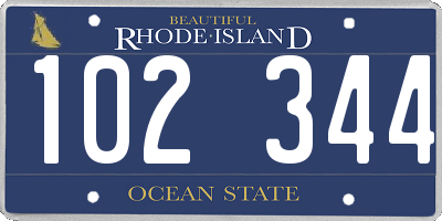 RI license plate 102344