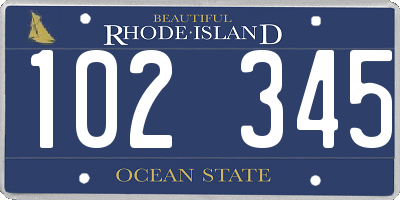 RI license plate 102345