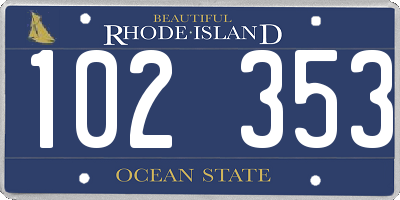 RI license plate 102353