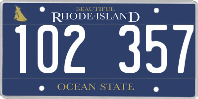 RI license plate 102357