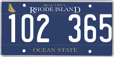 RI license plate 102365