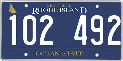 RI license plate 102492