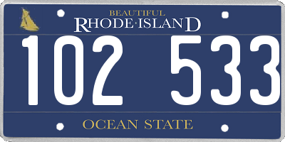 RI license plate 102533