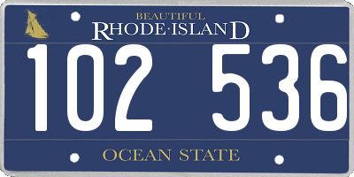 RI license plate 102536