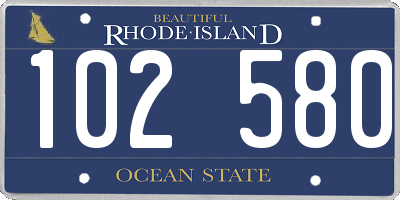 RI license plate 102580