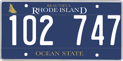 RI license plate 102747
