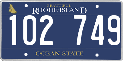 RI license plate 102749