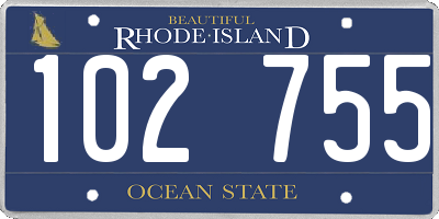 RI license plate 102755