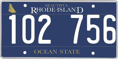 RI license plate 102756