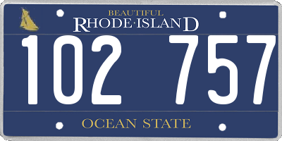 RI license plate 102757