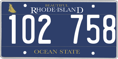 RI license plate 102758