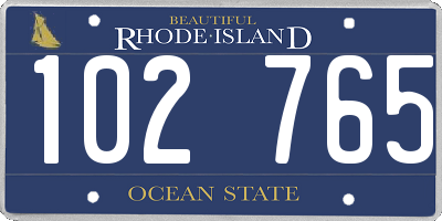RI license plate 102765