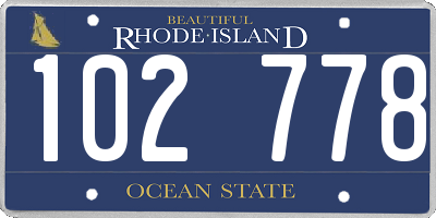 RI license plate 102778