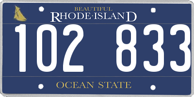 RI license plate 102833