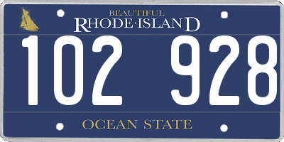 RI license plate 102928