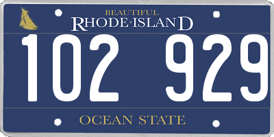 RI license plate 102929